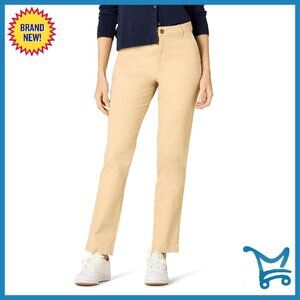 High-Rise Slim-Fit Straight-Leg Khaki Pants, Stretch Cotton Twill, 30" Inseam